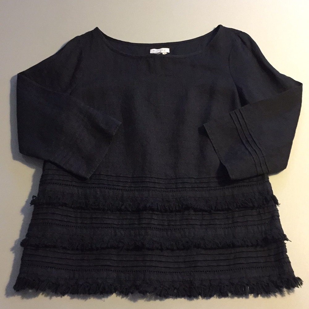 NWT Anthro Black Fringe Blouse